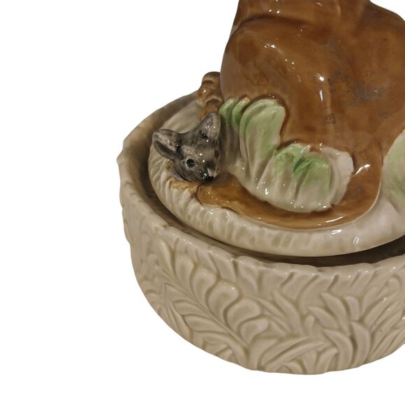 Lion And Mouse Windup Ceramic Music Box Plays Feelings Vintage - Picture 5 of 9